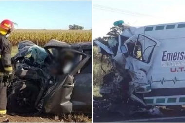 Ruta 188: siete personas fallecieron por el choque entre una ambulancia y una camioneta