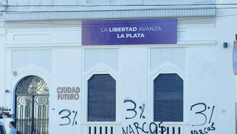 Escrachan local partidario de La Libertad Avanza en La Plata